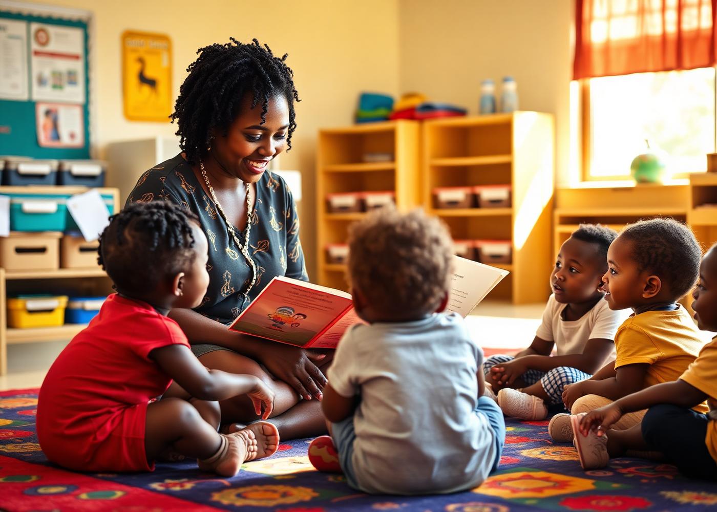 Teacher reading to children